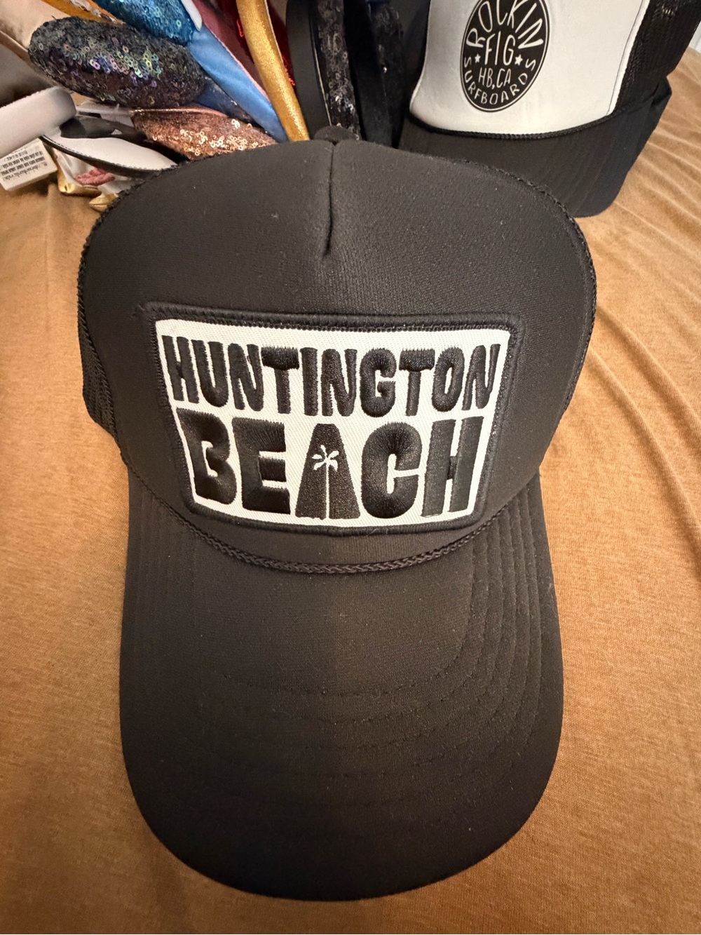 Huntington Beach Black Trucker Hat